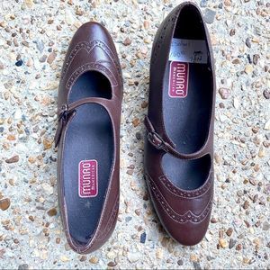Munro Isabel Brown Leather Wingtip Mary Jane Size 7N